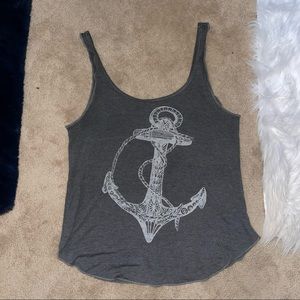 Gray anchor print tank top